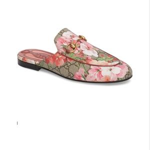 GUCCI Floral/ Pink Princetown Slipper Beige/ Print
